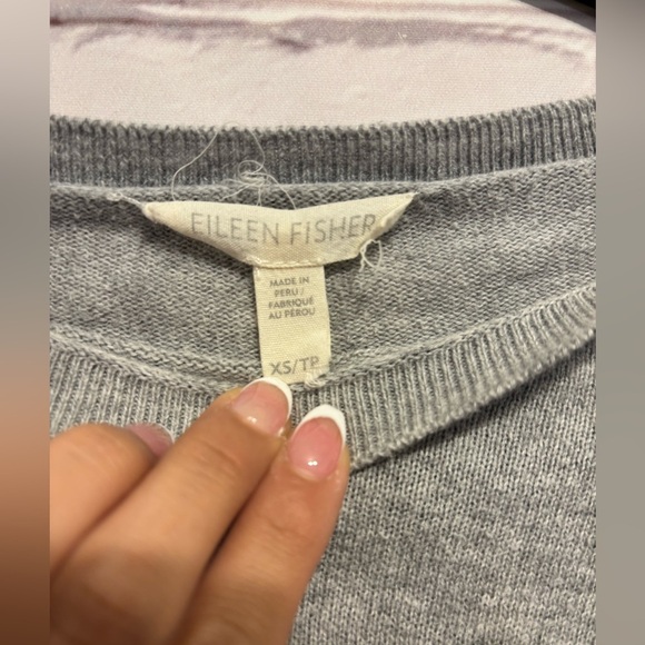Eileen Fisher Light Gray High Neck Organic Cotton Sweater – Size XS - Picture 3 of 3